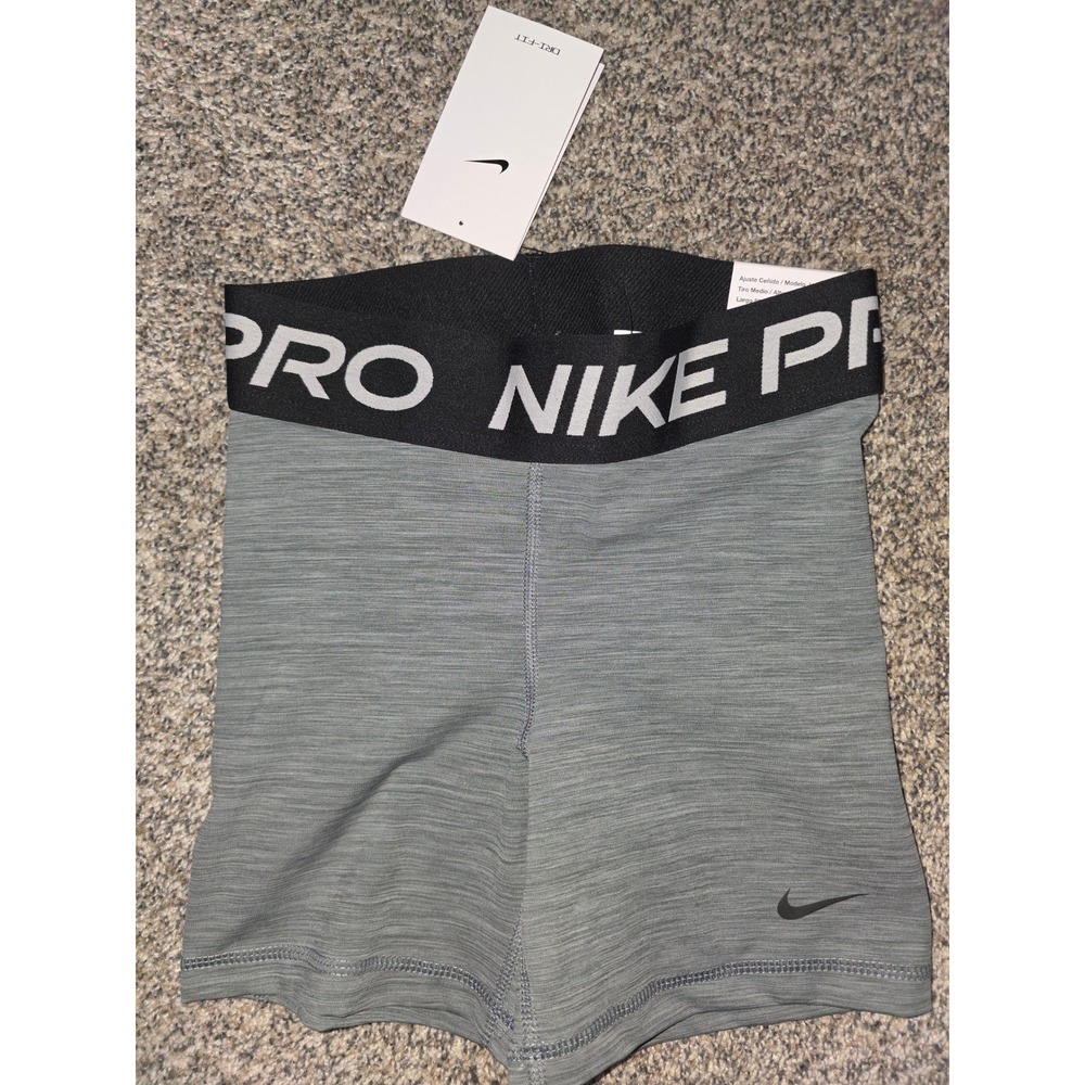 NWT Nike Pro Womens 5" Training Shorts Gray Space Dye Mid Rise Dri-FIT XS